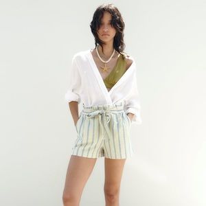 Zara striped short sz L. NWT blue and cream